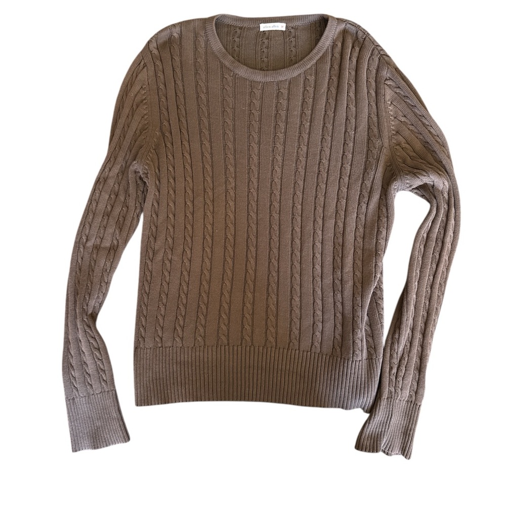 Allen Allen Women’s Cable Knit Brown Sweater, size M